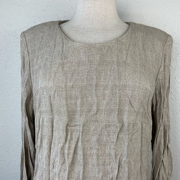 Pre-Owed Vintage K STUDIO Womens Rayon Blend Tan Blouse and Skirt Set Size 10 - Picture 2 of 11